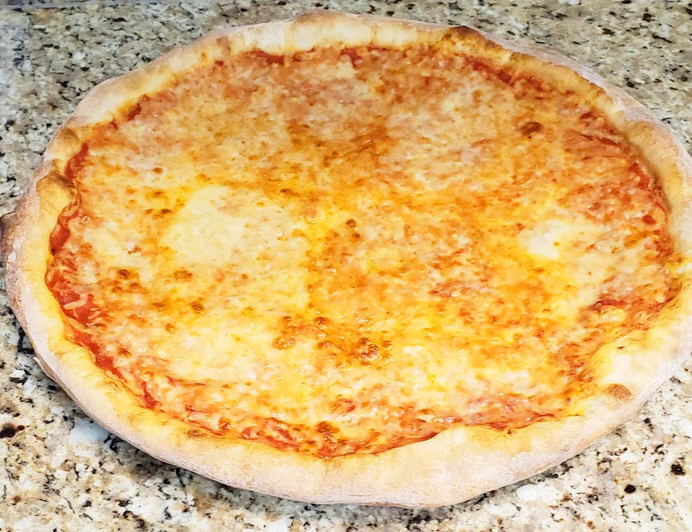 Classic cheese pizza from Caretti's